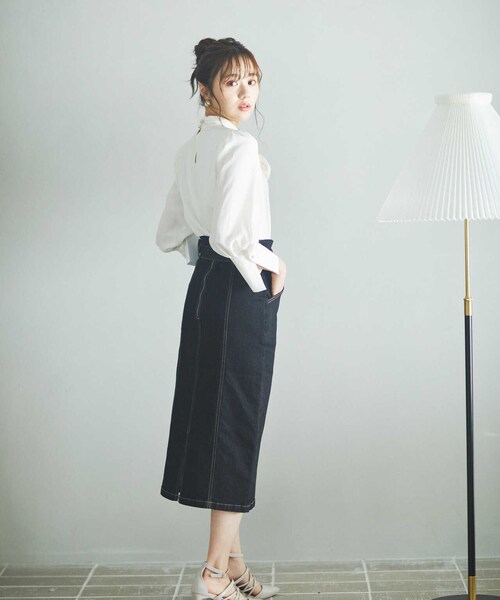 PROPORTION BODY DRESSING（プロポーションボディドレッシング）の「ベルト付きデニムタイトスカート / 1213120113（スカート・レディース・ブラック/ダークネイビー・X-SMALL/SMALL/MEDIUM）」の19枚目の写真