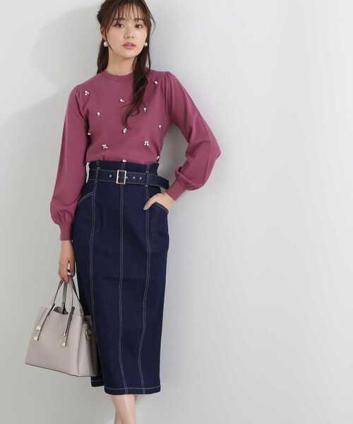 PROPORTION BODY DRESSING（プロポーションボディドレッシング）の「ベルト付きデニムタイトスカート / 1213120113（スカート・レディース・ブラック/ダークネイビー・X-SMALL/SMALL/MEDIUM）」の2枚目の写真