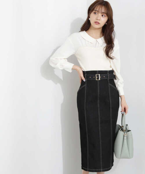 PROPORTION BODY DRESSING（プロポーションボディドレッシング）の「ベルト付きデニムタイトスカート / 1213120113（スカート・レディース・ブラック/ダークネイビー・X-SMALL/SMALL/MEDIUM）」の20枚目の写真