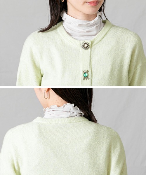 Torrazzo Donna マルチビジュークルーカーディガン レモンイエロー Torrazzo Donna マルチビジュークルーカーディガン レモン
