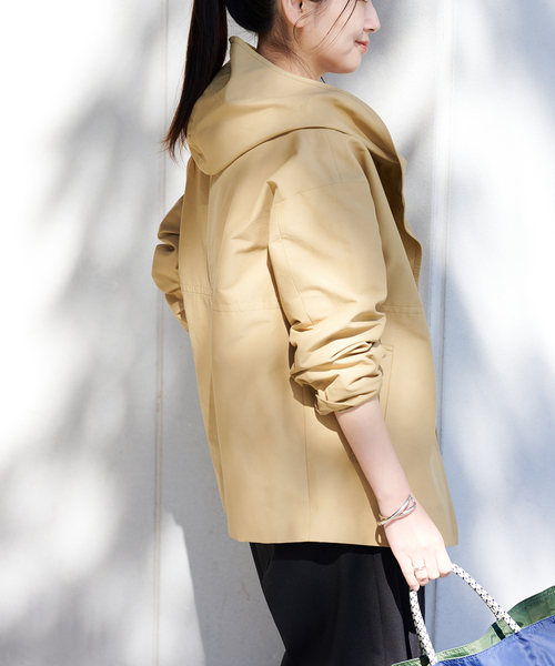 ジャーナルスタンダード　グログランフードCT ベージュ JOURNAL STANDARD コート アウター グログランフードコート