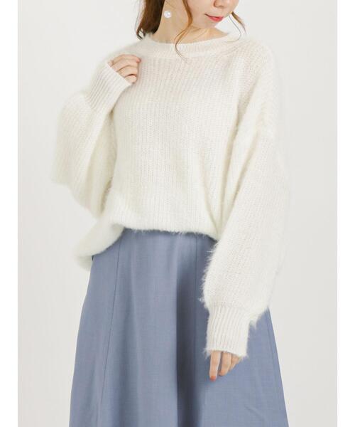 Te chichi（テチチ）の「前後2wayエアリーシャギーニット（ニット/セーター・レディース・オフホワイト/ピンク/グリーン・ﾌﾘ-）」の4枚目の写真