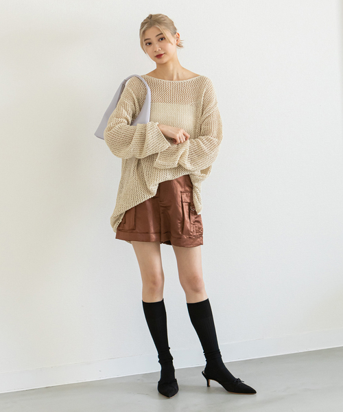 U by SPICK&SPAN（ユーバイスピックアンドスパン）の「カーゴ サテン ショート パンツ（カーゴパンツ・レディース・ブラック/ブラウン・36/38）」の12枚目の写真