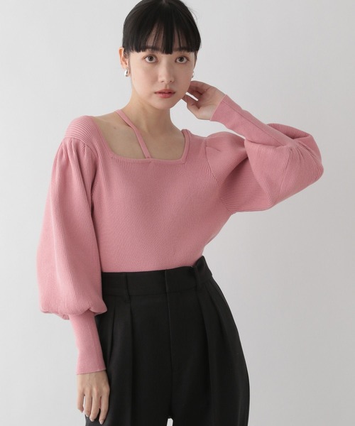 LOWRYS FARM（ローリーズファーム）の「パワショルニットプルオーバーロングスリーブ　188871（ニット/セーター・レディース・ブラック/アイボリー/ピンク/ブラウン・FREE）」の4枚目の写真