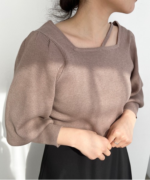 LOWRYS FARM（ローリーズファーム）の「パワショルニットプルオーバーロングスリーブ　188871（ニット/セーター・レディース・ブラック/アイボリー/ピンク/ブラウン・FREE）」の18枚目の写真