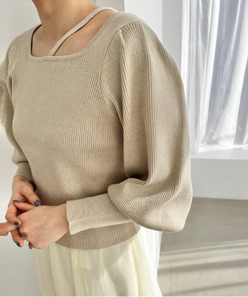 LOWRYS FARM（ローリーズファーム）の「パワショルニットプルオーバーロングスリーブ　188871（ニット/セーター・レディース・ブラック/アイボリー/ピンク/ブラウン・FREE）」の6枚目の写真