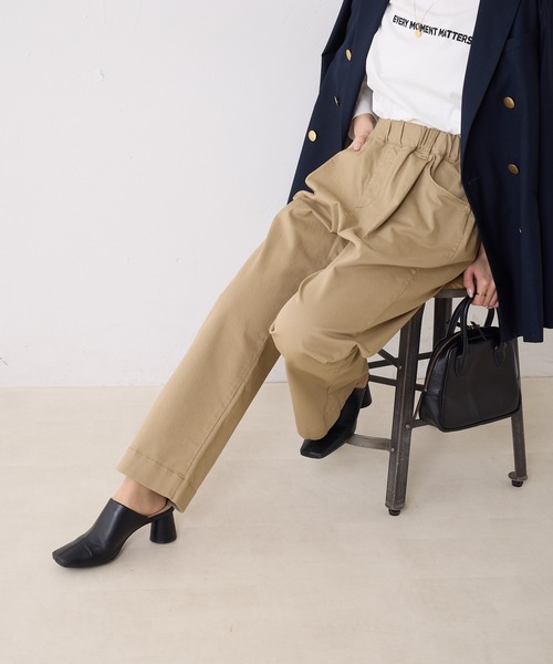 PUAL CE CIN（ピュアルセシン）の「チノストレッチストレートパンツ（チノパンツ・レディース・オフホワイト/ブラック/ベージュ/カーキ・FREE）」の3枚目の写真