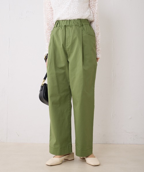 PUAL CE CIN（ピュアルセシン）の「チノストレッチストレートパンツ（チノパンツ・レディース・オフホワイト/ブラック/ベージュ/カーキ・FREE）」の6枚目の写真