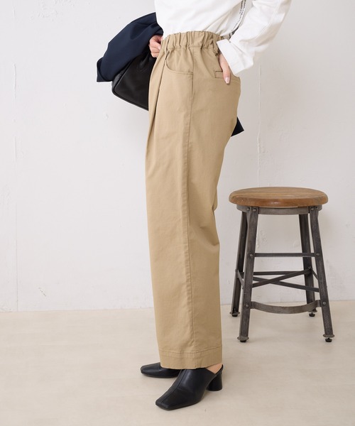 PUAL CE CIN（ピュアルセシン）の「チノストレッチストレートパンツ（チノパンツ・レディース・オフホワイト/ブラック/ベージュ/カーキ・FREE）」の7枚目の写真