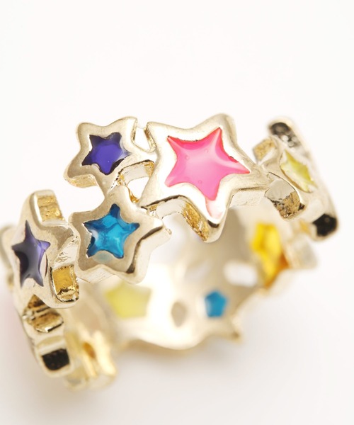 チャイハネ（チャイハネ）の「【チャイハネ】スターメニーリング（リング・レディース・オレンジ/カラフル/ブラック/イエロー・FREE）」の6枚目の写真