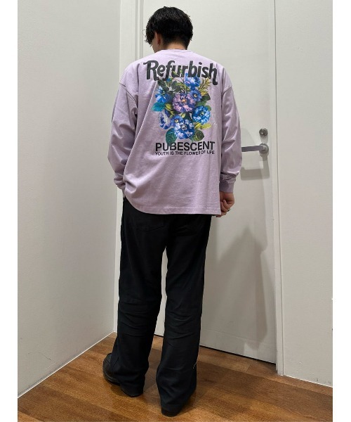 lavanda バイカラーロゴフラワーロンT JHANKSON x Le Mélange】ロゴ ロンT / プリント 長袖Tシャツ