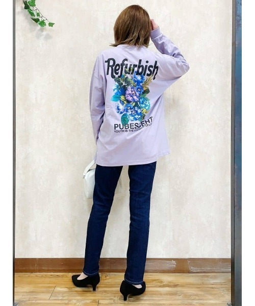 lavanda バイカラーロゴフラワーロンT セール】【Refurbish】カジノ＆フラワーロンT（Tシャツ