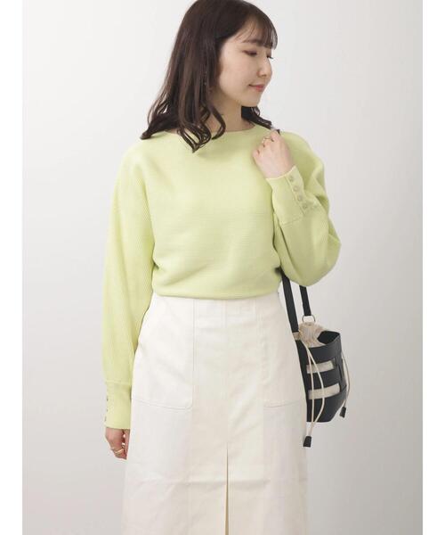 Te chichi TERRASSE（テチチテラス）の「横リブドルマンニット（ニット/セーター・レディース・イエロー/ブルー/オフホワイト/グレー・ﾌﾘ-）」の7枚目の写真