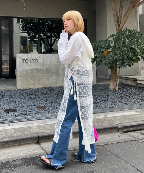 CIAOPANIC（チャオパニック）の「フード付きレースノースリーブワンピース（ワンピース・レディース・ブラック/オフホワイト・FREE）」の16枚目の写真