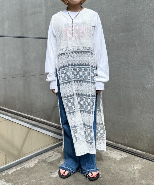 CIAOPANIC（チャオパニック）の「フード付きレースノースリーブワンピース（ワンピース・レディース・ブラック/オフホワイト・FREE）」の3枚目の写真