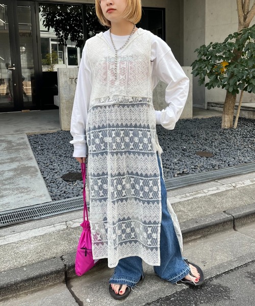 ホワイト ノースリーブワンピース パンツ付き 1392443_20795972_k3.jpg
