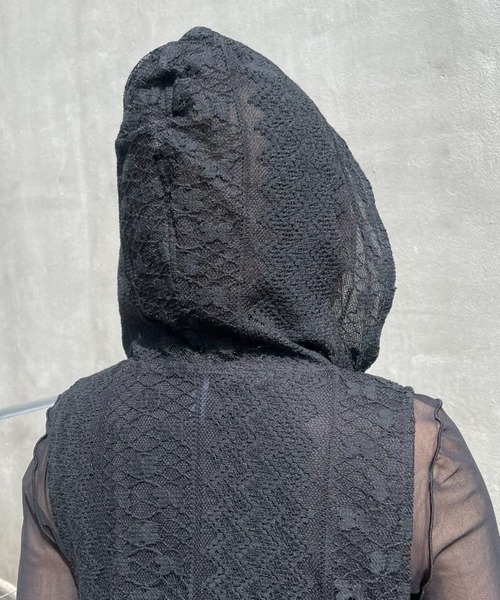 CIAOPANIC（チャオパニック）の「フード付きレースノースリーブワンピース（ワンピース・レディース・ブラック/オフホワイト・FREE）」の7枚目の写真