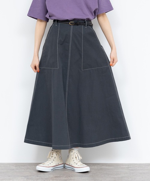 PAR ICI（パーリッシィ）の「40ダンプグランジウォッシュ フレアスカート(セットアップ対応)（スカート・レディース・チャコールグレー/ベージュ/ネイビー・FREE）」の13枚目の写真