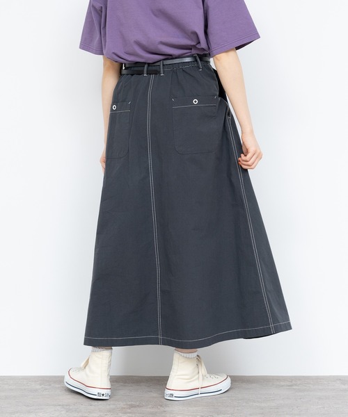 PAR ICI（パーリッシィ）の「40ダンプグランジウォッシュ フレアスカート(セットアップ対応)（スカート・レディース・チャコールグレー/ベージュ/ネイビー・FREE）」の15枚目の写真