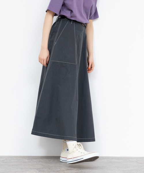 PAR ICI（パーリッシィ）の「40ダンプグランジウォッシュ フレアスカート(セットアップ対応)（スカート・レディース・チャコールグレー/ベージュ/ネイビー・FREE）」の16枚目の写真