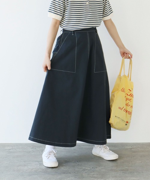 PAR ICI（パーリッシィ）の「40ダンプグランジウォッシュ フレアスカート(セットアップ対応)（スカート・レディース・チャコールグレー/ベージュ/ネイビー・FREE）」の12枚目の写真