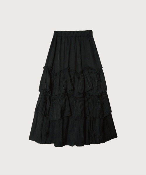 LA POMME petit(ラポミ・プチ)の「スイートフレアスカート/Pleats Tiered Flair Skirt【LA POMME petit/ラポミ・プチ】(スカート・レディース・ホワイト/ブラック・FREE)」の2枚目の写真