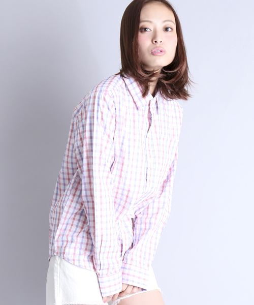 Denime(ドゥニーム)の「CHECK LS SHIRTS/チェックロングスリーブシャツ(シャツ/ブラウス・レディース・ブルー系その他/レッド系その他・FREE)」の1枚目の写真