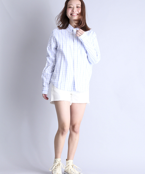 Denime(ドゥニーム)の「CHECK LS SHIRTS/チェックロングスリーブシャツ(シャツ/ブラウス・レディース・ブルー系その他/レッド系その他・FREE)」の19枚目の写真