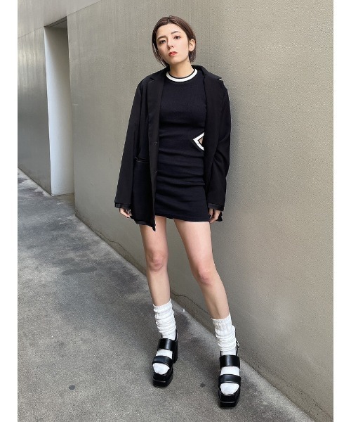 ENVYM（アンビー）の「リブラインカッティングOP（ワンピース・レディース・ブラック/ベージュ・FREE）」の12枚目の写真