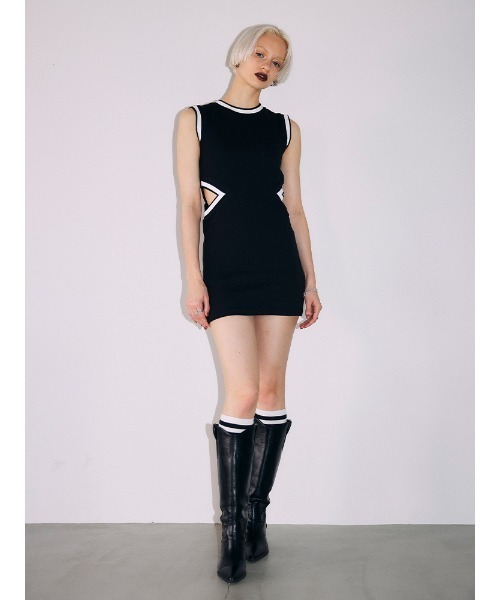 ENVYM（アンビー）の「リブラインカッティングOP（ワンピース・レディース・ブラック/ベージュ・FREE）」の20枚目の写真