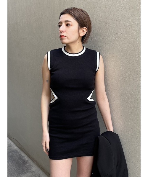 ENVYM（アンビー）の「リブラインカッティングOP（ワンピース・レディース・ブラック/ベージュ・FREE）」の16枚目の写真