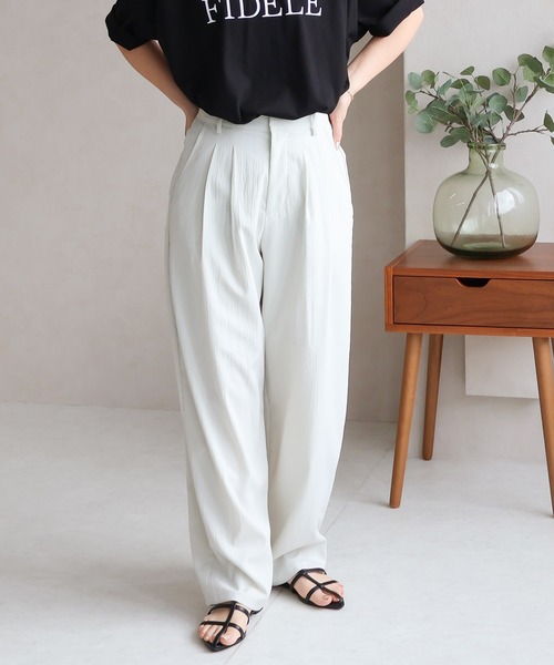 Social GIRL（ソーシャルガール）の「ハイウエストタックワイドパンツ（その他パンツ・レディース・グレー/ブルー/ブラック/アイボリー・M/L）」の3枚目の写真