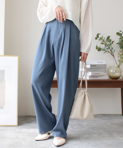 Social GIRL（ソーシャルガール）の「ハイウエストタックワイドパンツ（その他パンツ・レディース・グレー/ブルー/ブラック/アイボリー・M/L）」の4枚目の写真