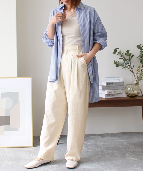 Social GIRL（ソーシャルガール）の「ハイウエストタックワイドパンツ（その他パンツ・レディース・グレー/ブルー/ブラック/アイボリー・M/L）」の9枚目の写真