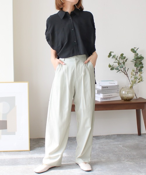 Social GIRL（ソーシャルガール）の「ハイウエストタックワイドパンツ（その他パンツ・レディース・グレー/ブルー/ブラック/アイボリー・M/L）」の10枚目の写真