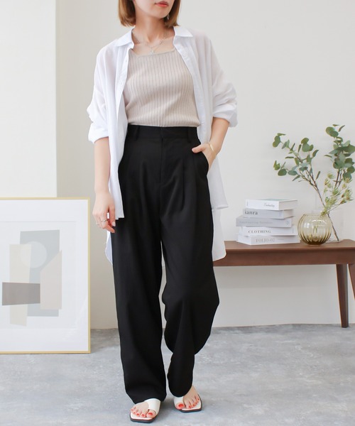 Social GIRL（ソーシャルガール）の「ハイウエストタックワイドパンツ（その他パンツ・レディース・グレー/ブルー/ブラック/アイボリー・M/L）」の15枚目の写真