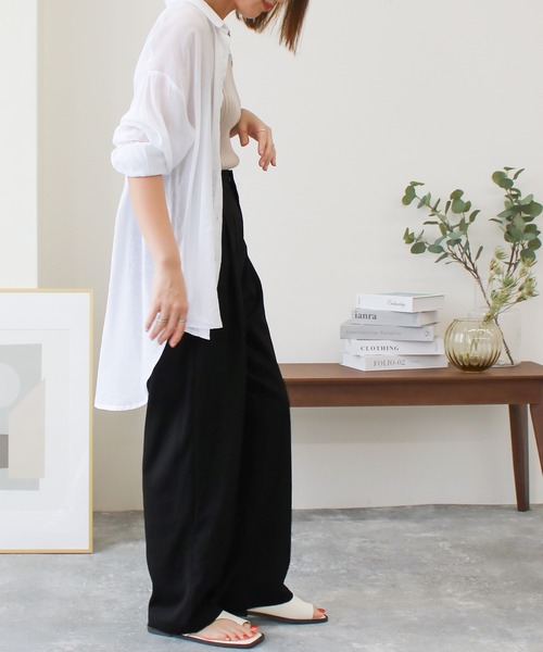 Social GIRL（ソーシャルガール）の「ハイウエストタックワイドパンツ（その他パンツ・レディース・グレー/ブルー/ブラック/アイボリー・M/L）」の5枚目の写真