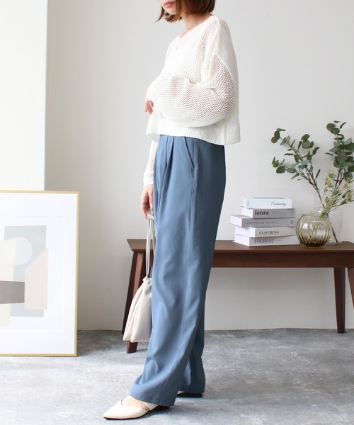 Social GIRL（ソーシャルガール）の「ハイウエストタックワイドパンツ（その他パンツ・レディース・グレー/ブルー/ブラック/アイボリー・M/L）」の20枚目の写真