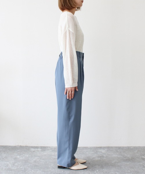 Social GIRL（ソーシャルガール）の「ハイウエストタックワイドパンツ（その他パンツ・レディース・グレー/ブルー/ブラック/アイボリー・M/L）」の8枚目の写真
