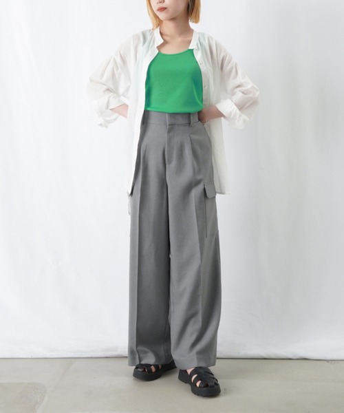 LUCA/LADY LUCK LUCA（ルカ/レディラックルカ）の「LC/LLL ベーシック2wayリブタンクトップ（タンクトップ・レディース・グリーン/ブラック/チャコールグレー/オフホワイト/ブルー・FREE）」の17枚目の写真