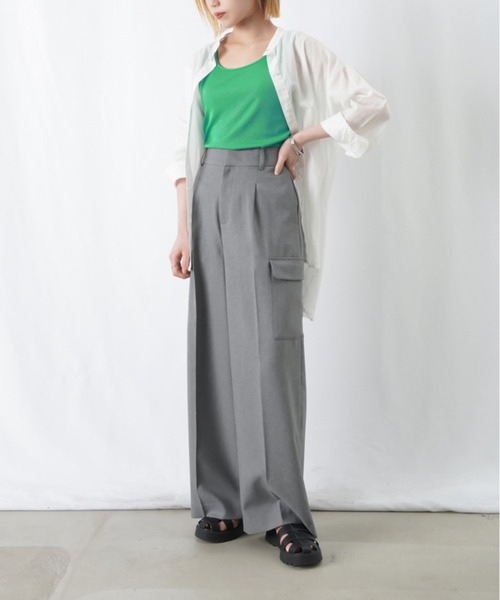 LUCA/LADY LUCK LUCA（ルカ/レディラックルカ）の「LC/LLL ベーシック2wayリブタンクトップ（タンクトップ・レディース・グリーン/ブラック/チャコールグレー/オフホワイト/ブルー・FREE）」の18枚目の写真