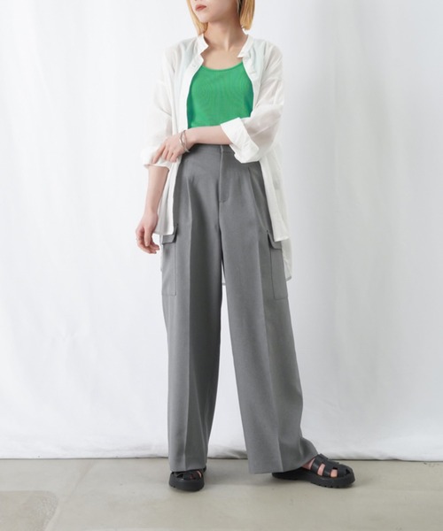 LUCA/LADY LUCK LUCA（ルカ/レディラックルカ）の「LC/LLL ベーシック2wayリブタンクトップ（タンクトップ・レディース・グリーン/ブラック/チャコールグレー/オフホワイト/ブルー・FREE）」の19枚目の写真