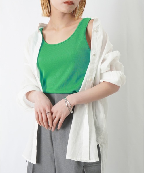 LUCA/LADY LUCK LUCA（ルカ/レディラックルカ）の「LC/LLL ベーシック2wayリブタンクトップ（タンクトップ・レディース・グリーン/ブラック/チャコールグレー/オフホワイト/ブルー・FREE）」の15枚目の写真