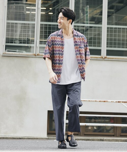 JOURNAL STANDARD relume(ジャーナルスタンダード レリューム)の「COOLMAX PE/TRO 4WAY 1TUCK ワイドイージーパンツ(その他パンツ・メンズ・ブラック/カーキ/アイボリー/ブルー系その他・MEDIUM/LARGE)」の8枚目の写真