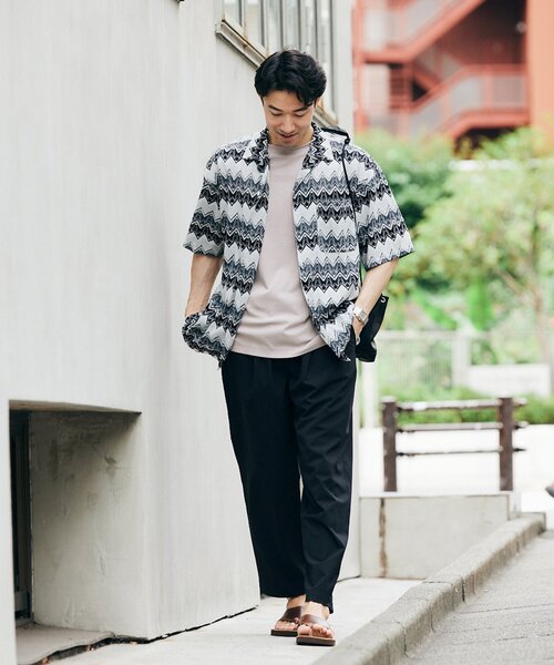 JOURNAL STANDARD relume(ジャーナルスタンダード レリューム)の「COOLMAX PE/TRO 4WAY 1TUCK ワイドイージーパンツ(その他パンツ・メンズ・ブラック/カーキ/アイボリー/ブルー系その他・MEDIUM/LARGE)」の9枚目の写真