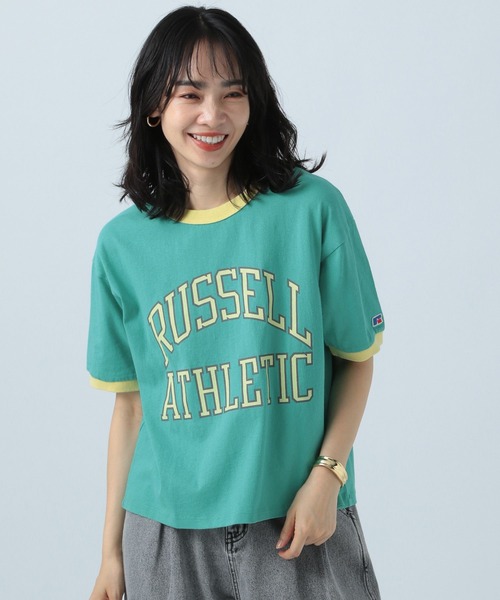 Russell Athletic(ラッセルアスレティック)の「【RUSSELL ATHLETIC (ラッセルアスレティック)】別注リンガーT(Tシャツ/カットソー・レディース・オフホワイト/ピンク/グリーン・FREE)」の3枚目の写真