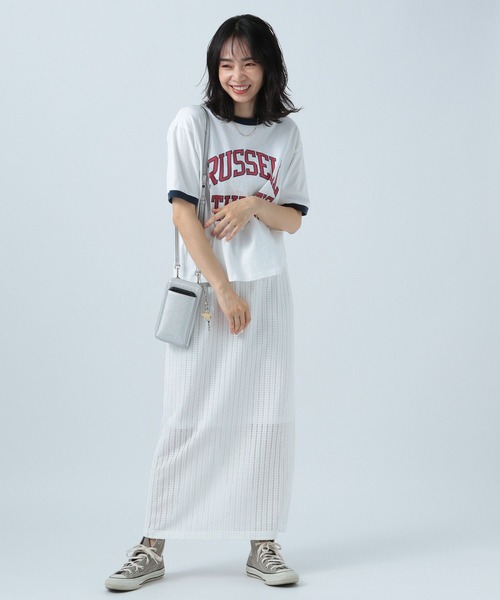 Russell Athletic(ラッセルアスレティック)の「【RUSSELL ATHLETIC (ラッセルアスレティック)】別注リンガーT(Tシャツ/カットソー・レディース・オフホワイト/ピンク/グリーン・FREE)」の21枚目の写真