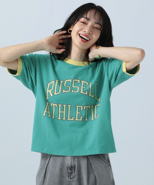 Russell Athletic(ラッセルアスレティック)の「【RUSSELL ATHLETIC (ラッセルアスレティック)】別注リンガーT(Tシャツ/カットソー・レディース・オフホワイト/ピンク/グリーン・FREE)」の10枚目の写真