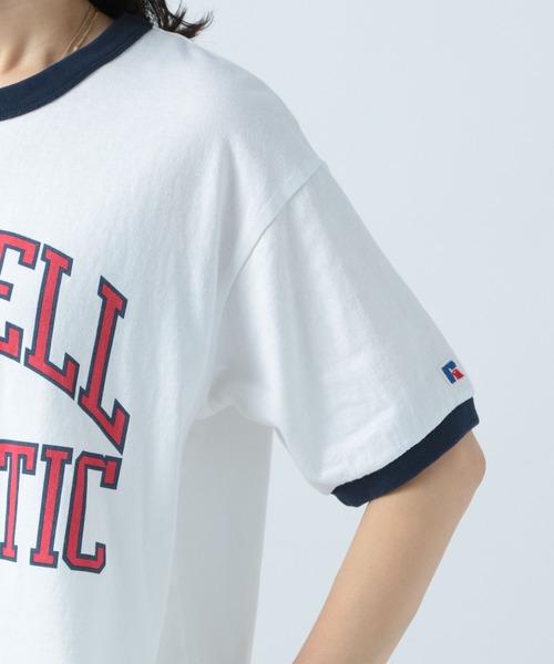 Russell Athletic(ラッセルアスレティック)の「【RUSSELL ATHLETIC (ラッセルアスレティック)】別注リンガーT(Tシャツ/カットソー・レディース・オフホワイト/ピンク/グリーン・FREE)」の5枚目の写真