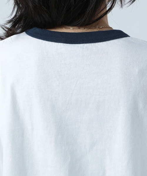Russell Athletic(ラッセルアスレティック)の「【RUSSELL ATHLETIC (ラッセルアスレティック)】別注リンガーT(Tシャツ/カットソー・レディース・オフホワイト/ピンク/グリーン・FREE)」の11枚目の写真